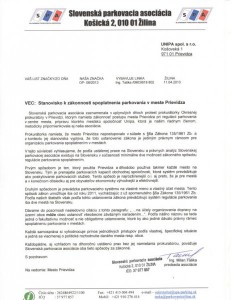 Stanovisko Slovenskej parkovacej  asociácie k zákonnosti parkovania