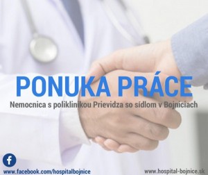 Ponuka práce v nemocnici NsP Prievidza