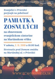 Pamiatka zosnulých po prvýkrát na obnovenom evanjelickom cintoríne