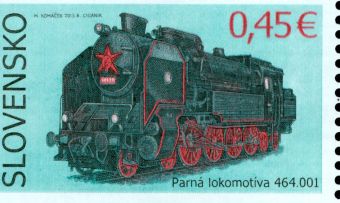 Parná lokomotíva 464.001 „Ušatá“ na poštovej známke